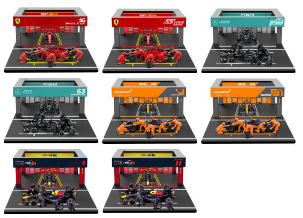 Pitbox Set Ferrari/Red Bull/Mercedes McLaren 2024 8 Pit Pass Set